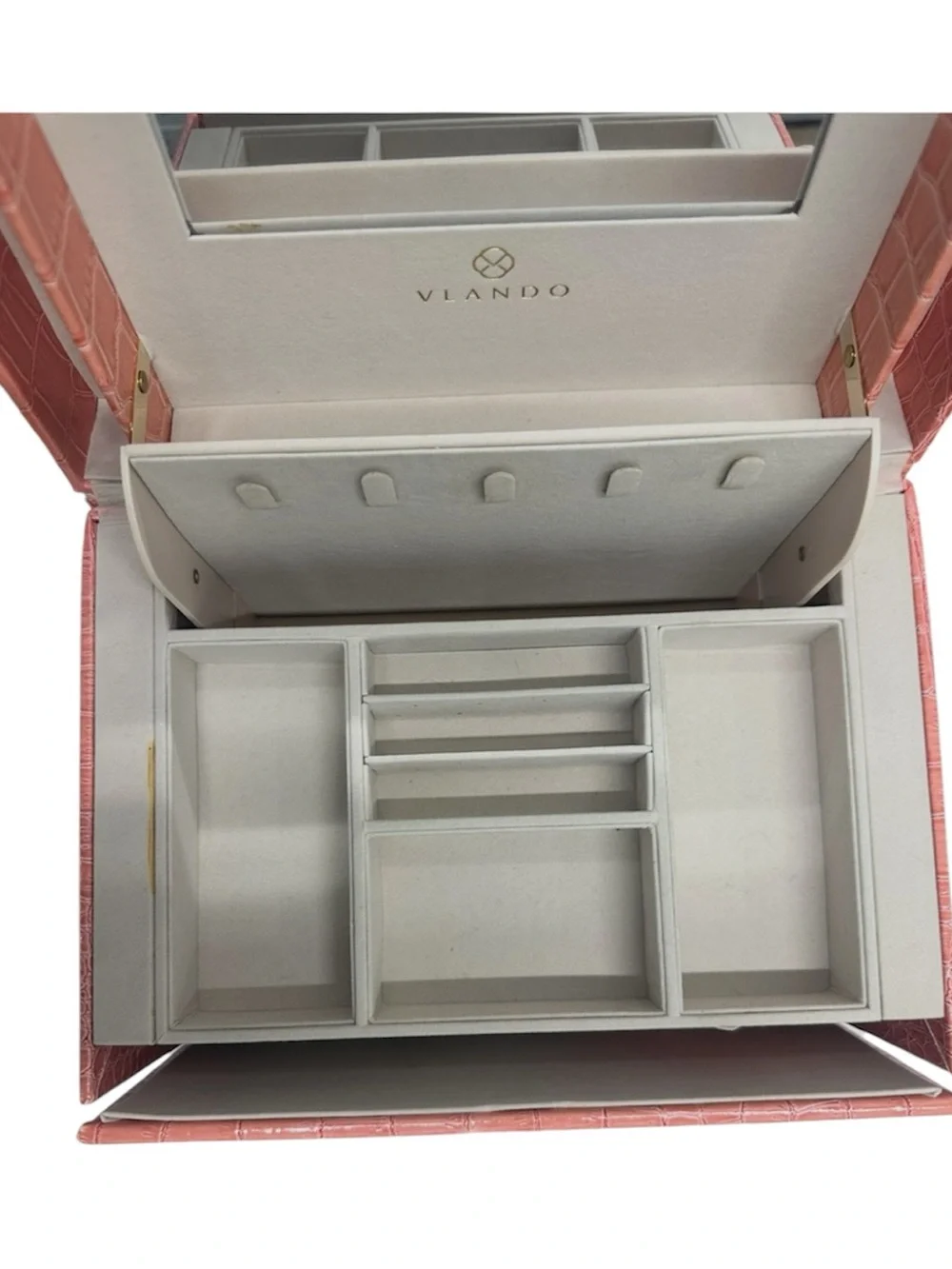 VLANDO Travel Jewelry Case Coral Croc-Embossed